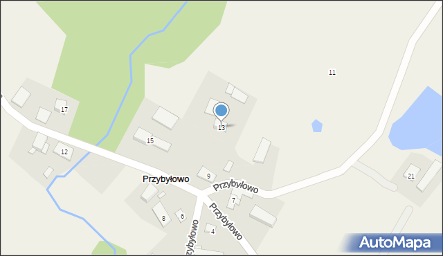 Przybyłowo, Przybyłowo, 13, mapa Przybyłowo