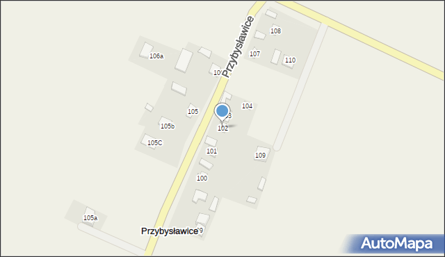 Przybysławice, Przybysławice, 102, mapa Przybysławice