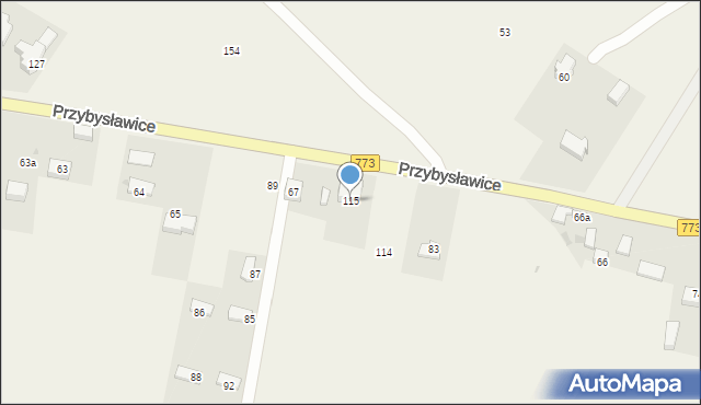 Przybysławice, Przybysławice, 115, mapa Przybysławice
