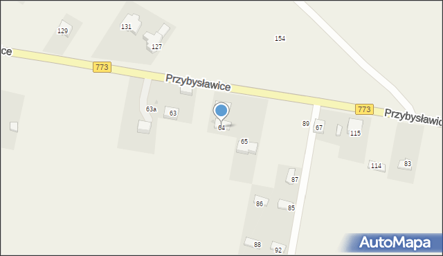 Przybysławice, Przybysławice, 64, mapa Przybysławice