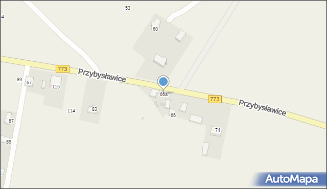 Przybysławice, Przybysławice, 66a, mapa Przybysławice