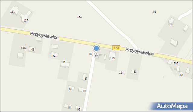 Przybysławice, Przybysławice, 67, mapa Przybysławice