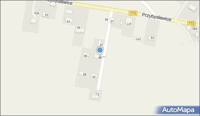 Przybysławice, Przybysławice, 85, mapa Przybysławice