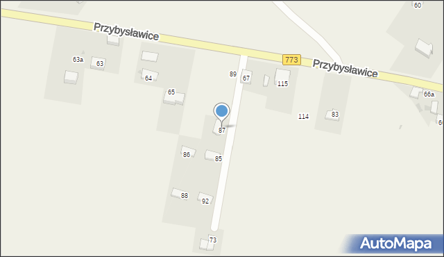 Przybysławice, Przybysławice, 87, mapa Przybysławice