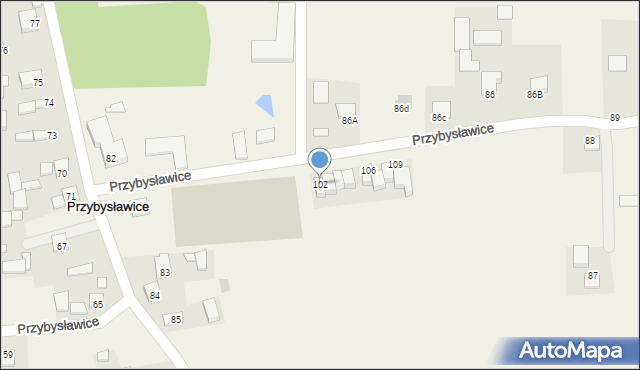 Przybysławice, Przybysławice, 102, mapa Przybysławice