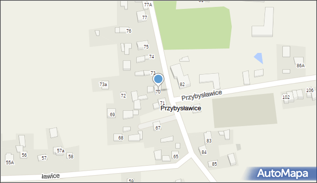 Przybysławice, Przybysławice, 70, mapa Przybysławice