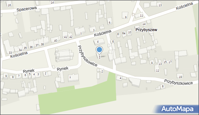 Przybyszew, Przybyszkowice, 1, mapa Przybyszew