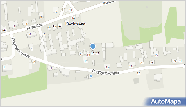 Przybyszew, Przybyszkowice, 15, mapa Przybyszew