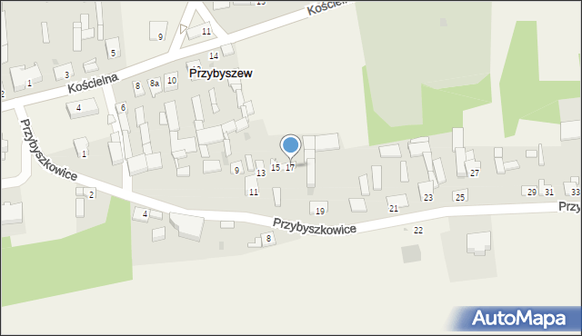 Przybyszew, Przybyszkowice, 17, mapa Przybyszew