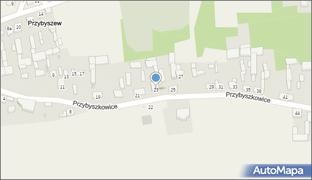 Przybyszew, Przybyszkowice, 23, mapa Przybyszew