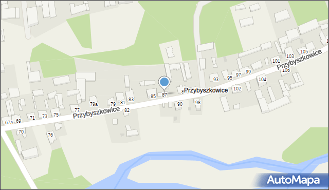 Przybyszew, Przybyszkowice, 87, mapa Przybyszew