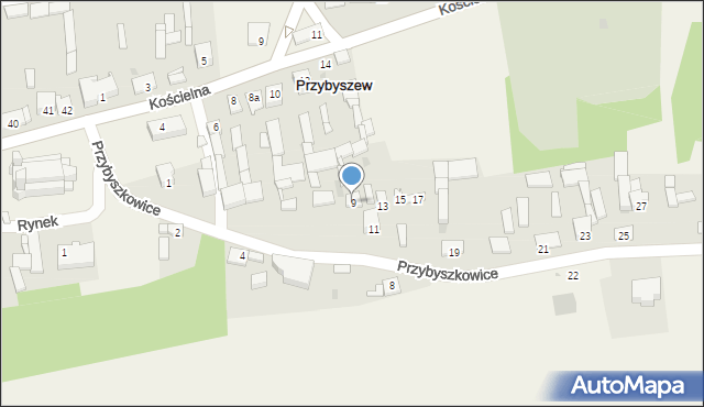 Przybyszew, Przybyszkowice, 9, mapa Przybyszew