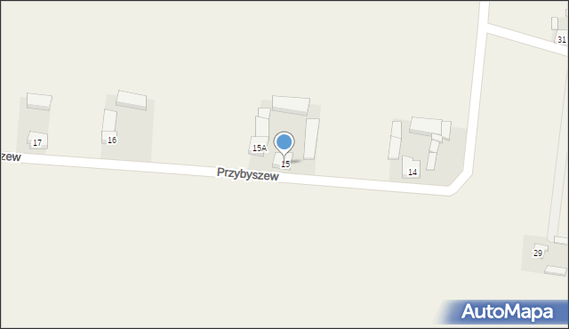 Przybyszew, Przybyszew, 15, mapa Przybyszew