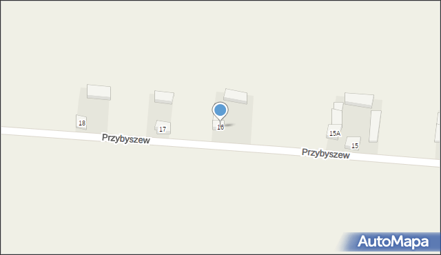 Przybyszew, Przybyszew, 16, mapa Przybyszew