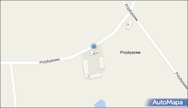 Przybyszew, Przybyszew, 20, mapa Przybyszew