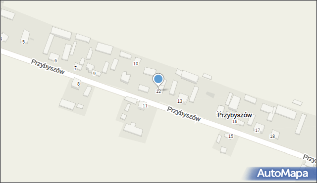 Przybyszów, Przybyszów, 12, mapa Przybyszów