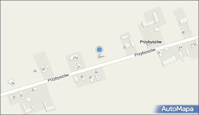 Przybyszów, Przybyszów, 23, mapa Przybyszów