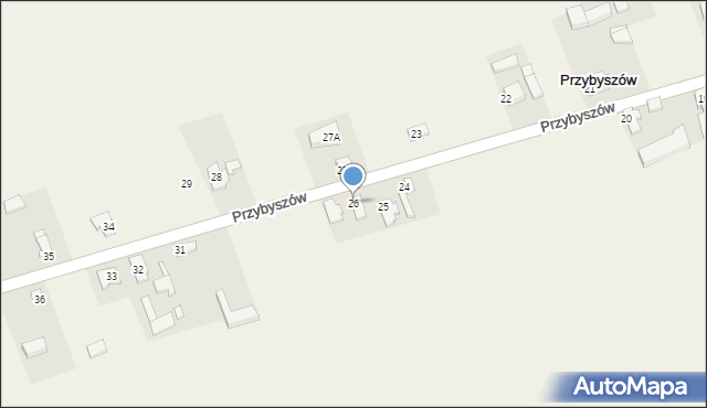 Przybyszów, Przybyszów, 26, mapa Przybyszów