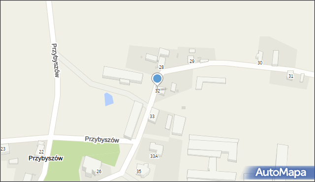 Przybyszów, Przybyszów, 32, mapa Przybyszów