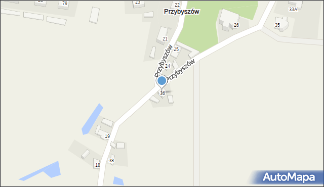 Przybyszów, Przybyszów, 36, mapa Przybyszów