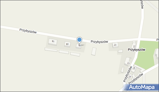 Przybyszów, Przybyszów, 79, mapa Przybyszów