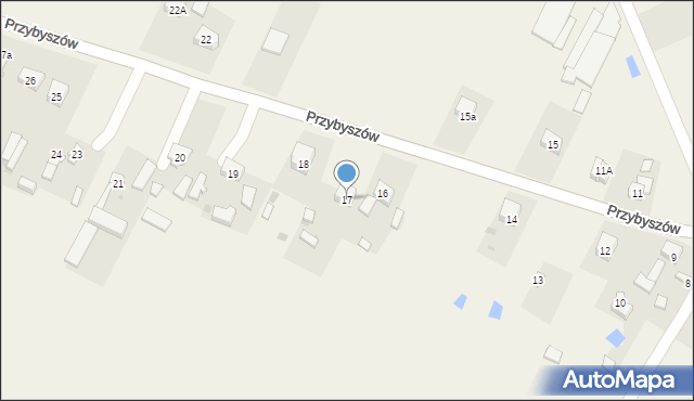 Przybyszów, Przybyszów, 17, mapa Przybyszów