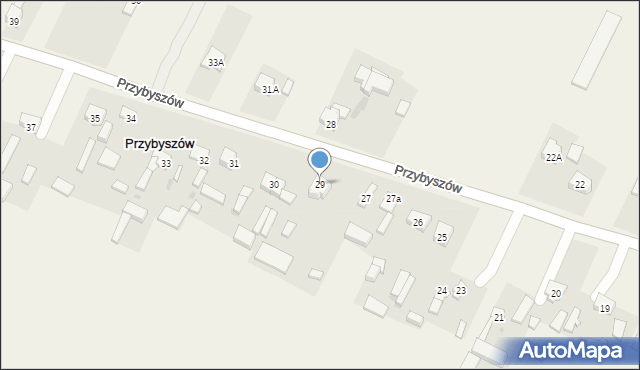 Przybyszów, Przybyszów, 29, mapa Przybyszów