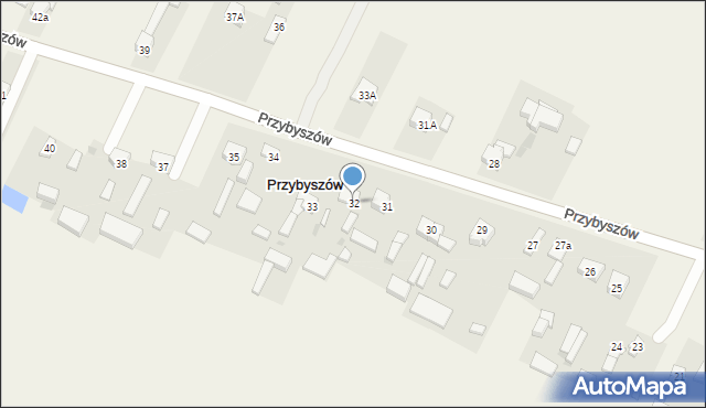 Przybyszów, Przybyszów, 32, mapa Przybyszów