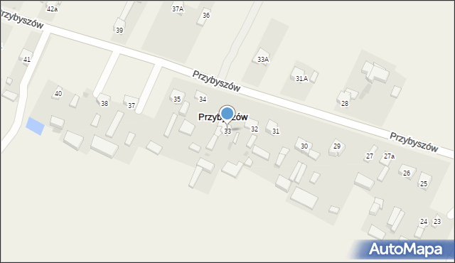 Przybyszów, Przybyszów, 33, mapa Przybyszów