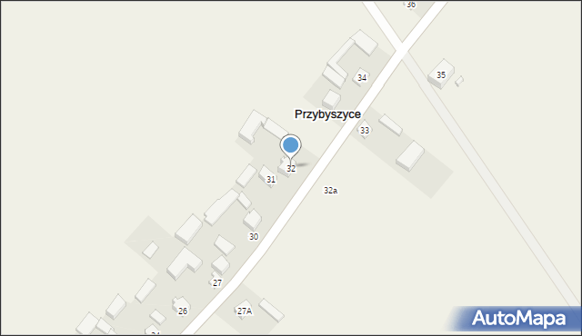 Przybyszyce, Przybyszyce, 32, mapa Przybyszyce