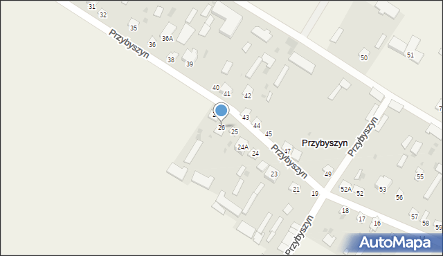 Przybyszyn, Przybyszyn, 26, mapa Przybyszyn