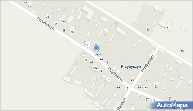 Przybyszyn, Przybyszyn, 43, mapa Przybyszyn