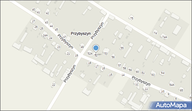 Przybyszyn, Przybyszyn, 52, mapa Przybyszyn