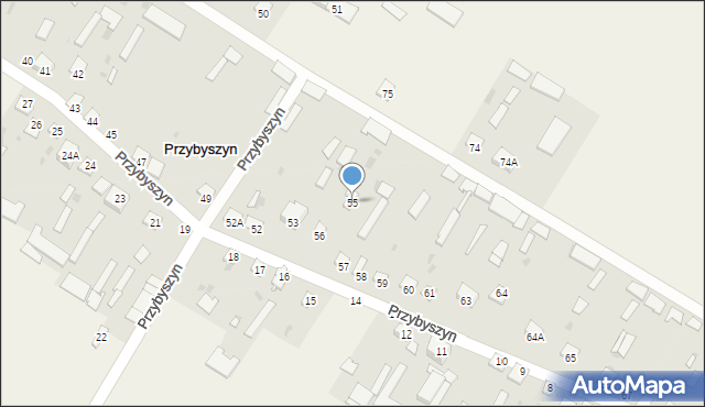 Przybyszyn, Przybyszyn, 55, mapa Przybyszyn