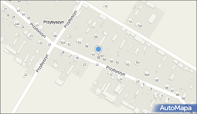 Przybyszyn, Przybyszyn, 58, mapa Przybyszyn