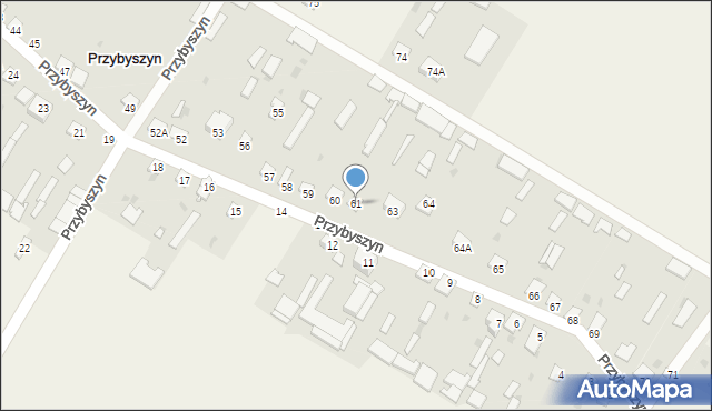 Przybyszyn, Przybyszyn, 61, mapa Przybyszyn