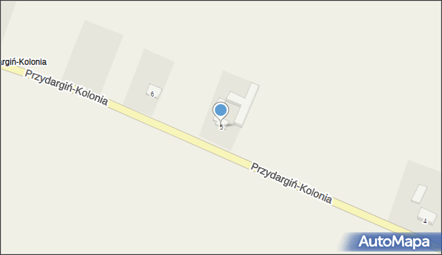 Przydargiń, Przydargiń-Kolonia, 5, mapa Przydargiń