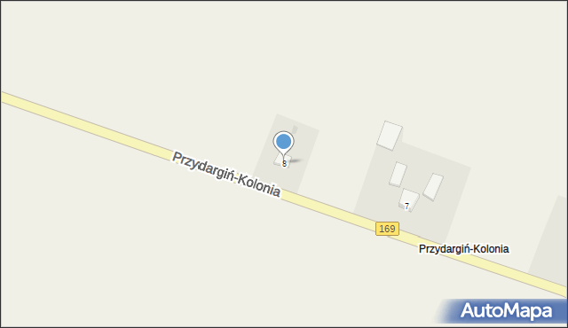 Przydargiń, Przydargiń-Kolonia, 8, mapa Przydargiń