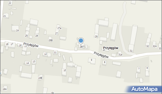 Przyłęgów, Przyłęgów, 28, mapa Przyłęgów