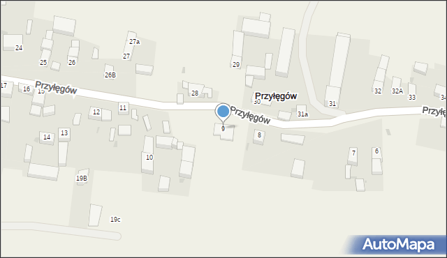 Przyłęgów, Przyłęgów, 9, mapa Przyłęgów