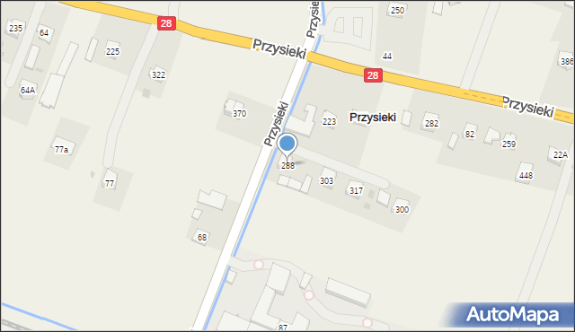 Przysieki, Przysieki, 288, mapa Przysieki