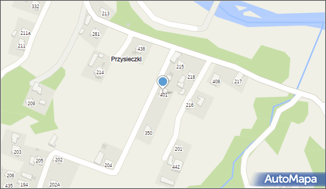 Przysieki, Przysieki, 401, mapa Przysieki