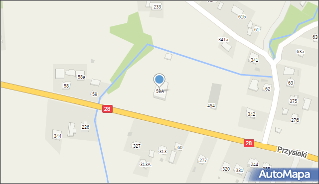 Przysieki, Przysieki, 59A, mapa Przysieki