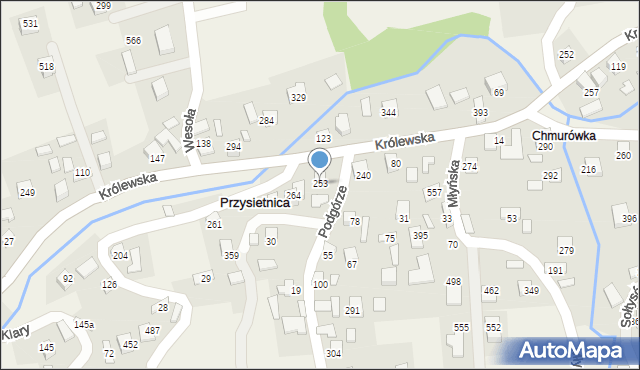 Przysietnica, Przysietnica, 253, mapa Przysietnica