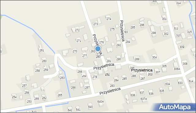 Przysietnica, Przysietnica, 280, mapa Przysietnica