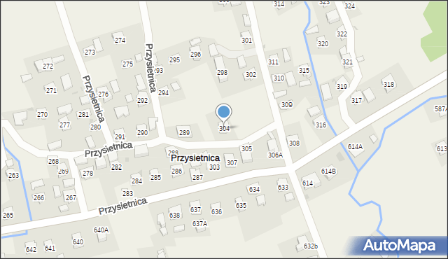 Przysietnica, Przysietnica, 304, mapa Przysietnica