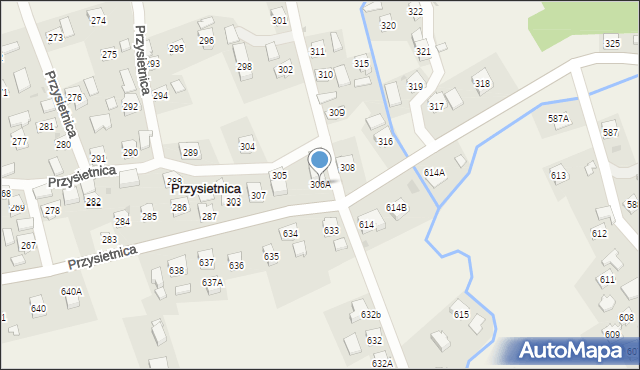 Przysietnica, Przysietnica, 306A, mapa Przysietnica