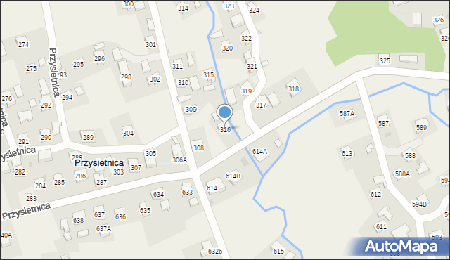 Przysietnica, Przysietnica, 316, mapa Przysietnica