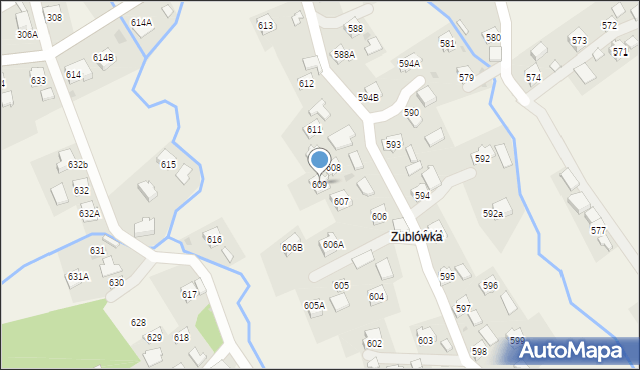 Przysietnica, Przysietnica, 609, mapa Przysietnica