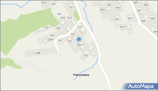 Przysietnica, Przysietnica, 621, mapa Przysietnica